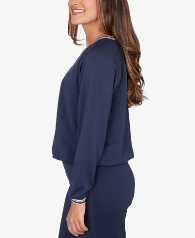 Ruby Rd. Petite Ultra Knit Bubble Hem Pullover Top In Gray