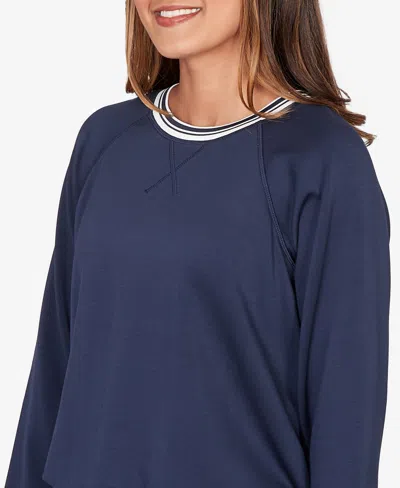 Ruby Rd. Petite Ultra Knit Bubble Hem Pullover Top In Gray