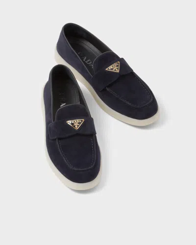 Prada Loafer Aus Wildleder In Blue