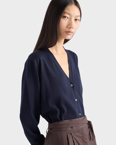 Prada Triangle-patch Buttoned Cardigan In Blue