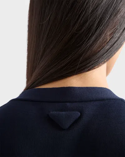 Prada Triangle-patch Buttoned Cardigan In Blue