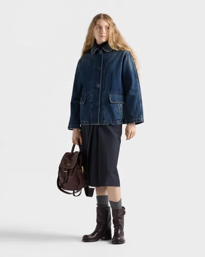 Prada Blousonjacke Aus Gewaschenem Denim In Blue