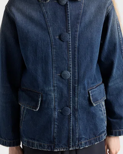 Prada Blousonjacke Aus Gewaschenem Denim In Blue
