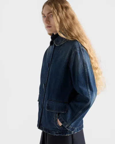 Prada Blousonjacke Aus Gewaschenem Denim In Blue