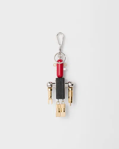 Prada Robot Keyring Charm In Gold