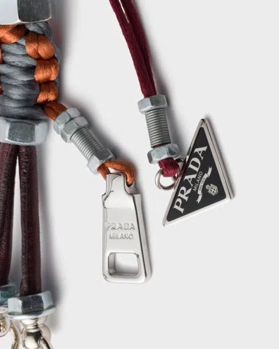 Prada Triangle Logo Robot Keyring In Multi
