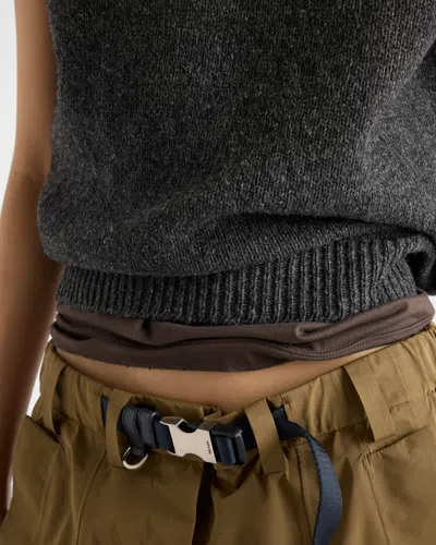 Prada Short Sleeve Knitwear Embellished Neckline In Gray