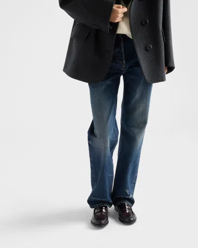 Prada Gerade Jeans Aus Gewaschenem Denim In Blue