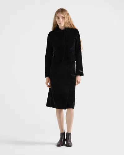 Prada Flap-pocket Detachable-collar Jacket In Black