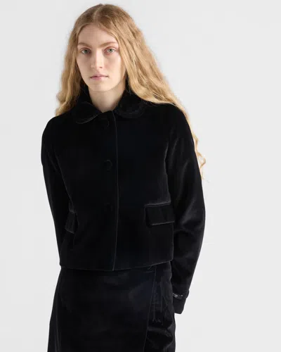 Prada Flap-pocket Detachable-collar Jacket In Black