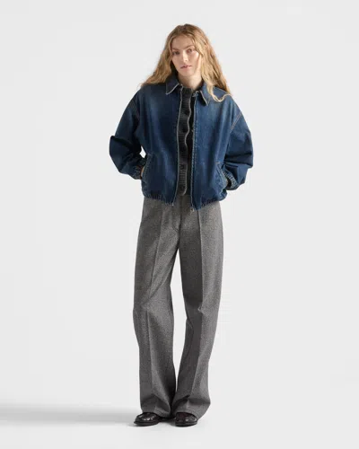 Prada Blousonjacke Aus Gewaschenem Denim In Blue
