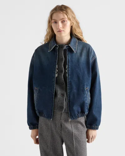 Prada Blousonjacke Aus Gewaschenem Denim In Blue