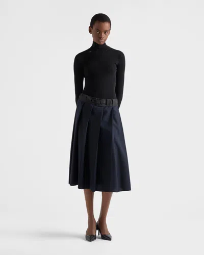 Prada Ribbed Logo Turtleneck Sweater In Black