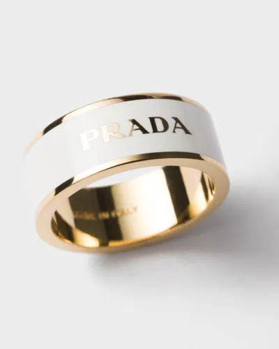 Prada Ring Aus Emailliertem Metall In Black