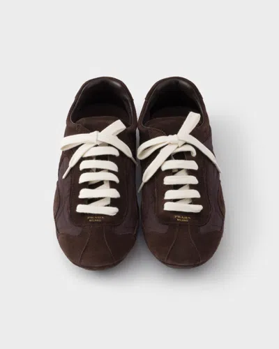 Prada Montecarlo Re-edition 2005 Sneaker Aus Veloursleder Und Re-nylon In Brown