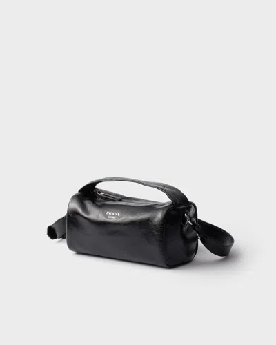 Prada Leather Shoulder Bag In Black