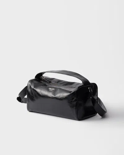 Prada Leather Shoulder Bag In Black
