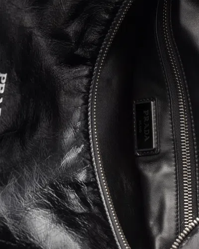 Prada Leather Shoulder Bag In Black