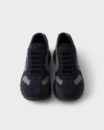 Prada Prax-sneaker Aus Wildleder Und Re-nylon In Black