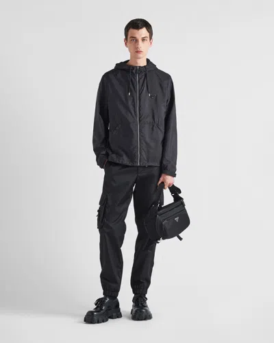 Prada Triangle Logo Zip-up Jacket In Black