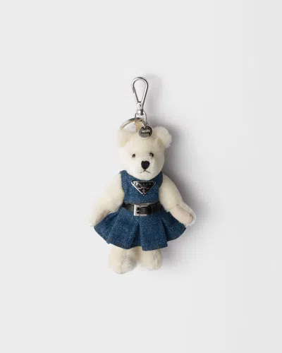 Prada Teddy Keychain Charm In White