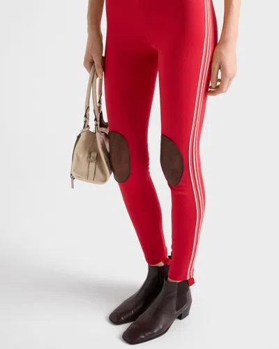 Prada Leggings Aus Fleece In Red