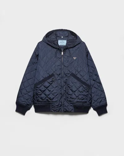 Prada Blousonjacke Aus Re-nylon Mit Kapuze In Blue