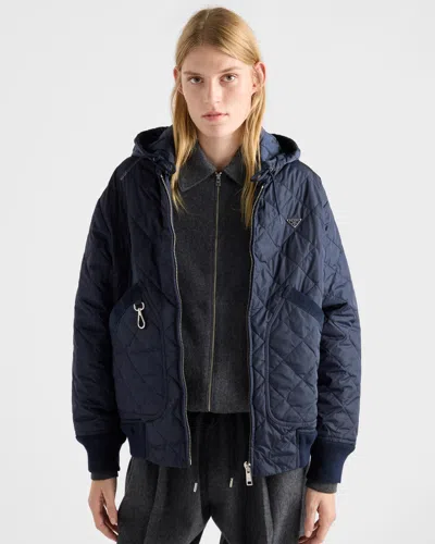 Prada Blousonjacke Aus Re-nylon Mit Kapuze In Blue