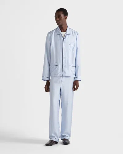 Prada Pyjama Aus Seidentwill In Blue