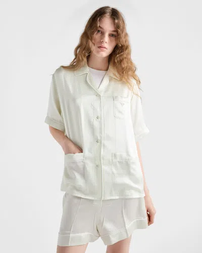 Prada Pyjama Aus Satin Im Vintage-look Mit Shorts In White