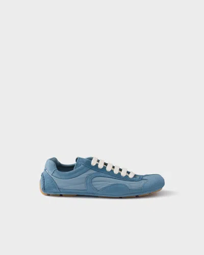Prada Light Blue Suede And Re-nylon Montecarlo Re-edition 2005 Sneakers In Multi