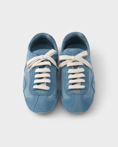 Prada Light Blue Suede And Re-nylon Montecarlo Re-edition 2005 Sneakers In Multi
