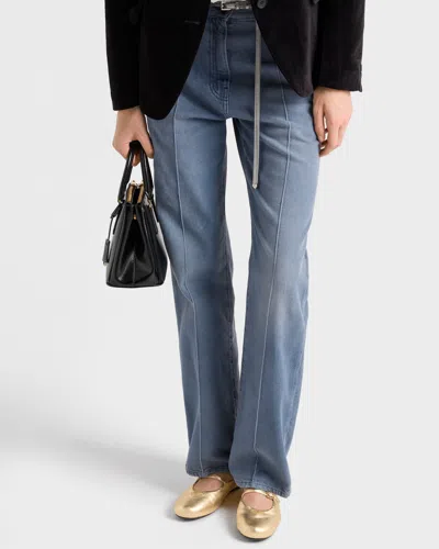 Prada Straped Logo Ballet Flats In Gold