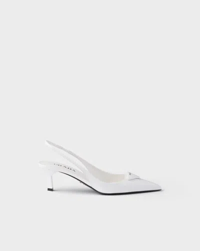 Prada Slingback-pumps Aus Lackleder In White