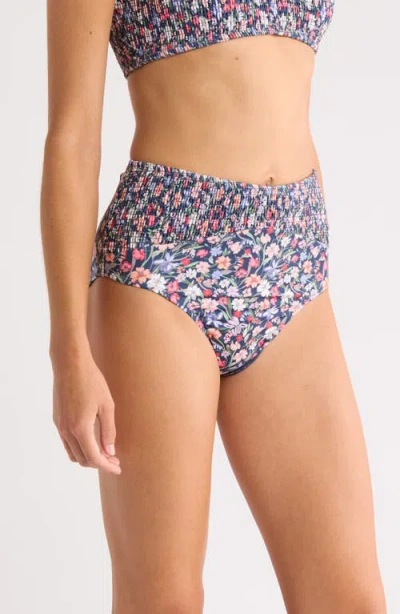 Hutch Smocked High Waist Bikini Bottoms In Multi