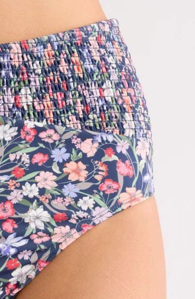 Hutch Smocked High Waist Bikini Bottoms In Multi