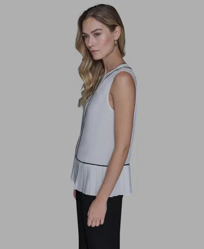 Karl Lagerfeld Women's Pleated Detail Sleeveless Top In White