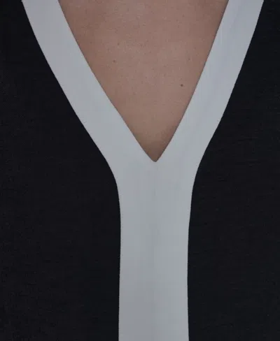 Karl Lagerfeld Women's Contrast Sleeveless V-neck Top In Black