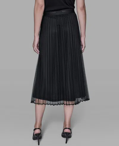 Karl Lagerfeld Women's Long Mesh Pleated Midi Skirt In Black