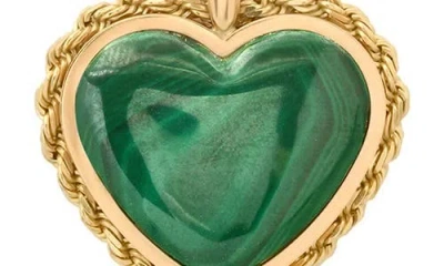 Established Rope Trim Stone Heart Pendant Necklace In Gold