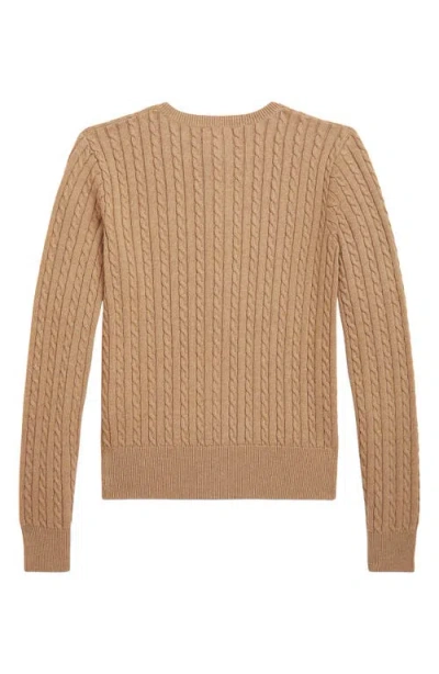 Polo Ralph Lauren Kids' Cable Knit Cotton Cardigan In Brown