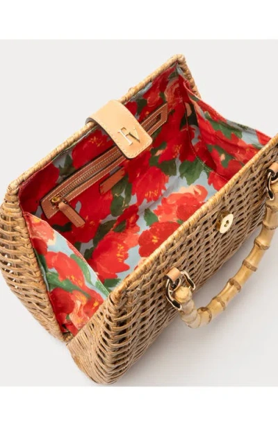 Frances Valentine Rooster Woven Wicker Top Handle Bag In Brown