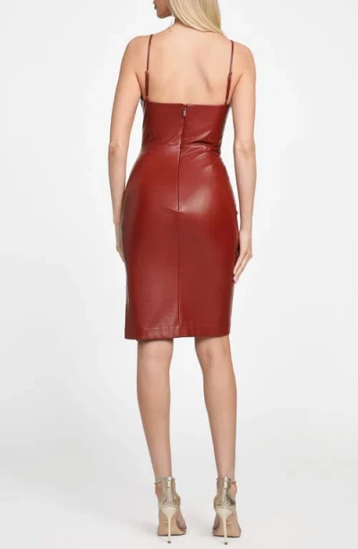 Marciano Fergie Ruched Sleeveless Faux Leather Dress In Burgundy