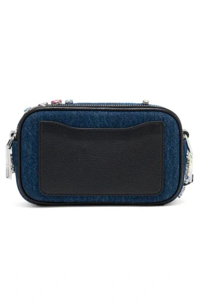 Marc Jacobs The Snapshot Embellished Denim Crossbody Bag In Blue