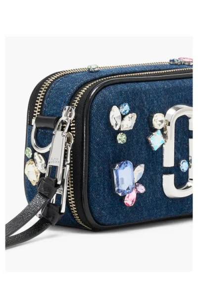Marc Jacobs The Snapshot Embellished Denim Crossbody Bag In Blue