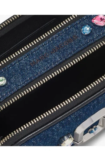 Marc Jacobs The Snapshot Embellished Denim Crossbody Bag In Blue