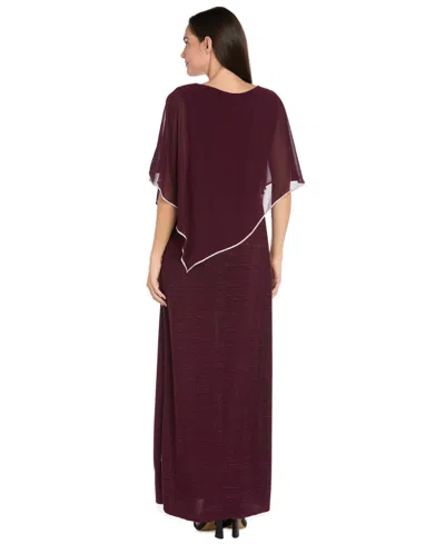 R & M Richards Women's Rhinestone Poncho Dress In Burgundy