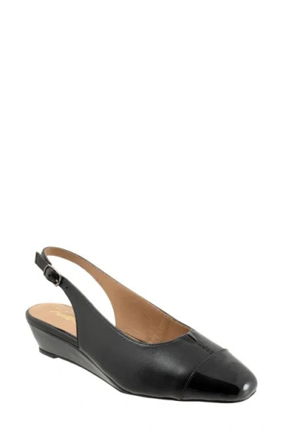 Trotters Dea Slingback Cap Toe Wedge Pump In Black