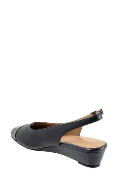 Trotters Dea Slingback Cap Toe Wedge Pump In Black