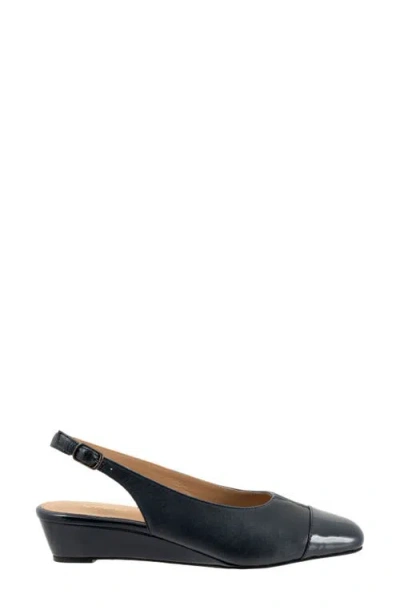 Trotters Dea Slingback Cap Toe Wedge Pump In Black